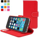 iPhone 5 / 5s Case, Snugg - Red Leather iPhone 5/5s Flip Case Premium Wallet Phone Cover with Card Slots for Apple iPhone 5 / 5s