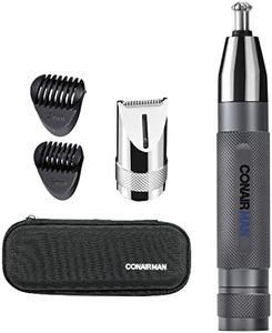 ConairMan Nose Hair Trimmer for Men, For Nose, Ear, and Eyebrows, Patent 360 Bevel Blade for No Pull, No Snag Trimming Experience, Cordless Trimmer 5 piece Set with Professional Metal Handle