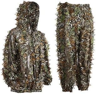 EAmber Ghillie Suit 3D Leaf Camo Camouflage Lightweight Youth Adult Clothing Suits for Jungle Hunting,Shooting, Airsoft, Wildlife Photography or Halloween