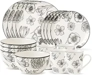 Safdie & Co. - Floral Bouquet Plates and Bowls Sets, Modern Dinnerware Set, Kitchen Dinnerware Sets, Indoor and Outdoor Plates, 16-Piece Kitchen Plates and Bowls Set with Mugs, Dishwasher Safe