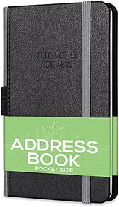 Skyline Address Book – Mini Telephone Contact Book with Password Log for Purse – Small Phone Number Book for Women & Men – Pocket Size, 3.5x6.2″, Hardcover (Black)