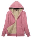 MAGCOMSEN Sherpa Lined Jacket for Women Zip Up Hoodie Winter Tops Fleece Sweatshirt Athletic Hoodies Pink, XL