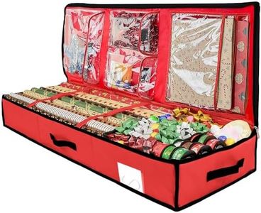 TAHAVICE Wrapping Paper Storage Container -Underbed Gift Wrap Organizer with Durable Oxford Fabric, Christmas Gift Wrap Organizer(40 * 14 * 5.5 in) Holds up to 24 Rolls, Red