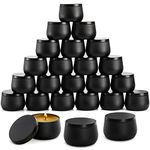 ZENFUN 24 Pieces Black Candle Tins with Lids, 8 Oz Bulk Empty Candle Jars, Metal Tin Containers for Making Candles, Storing Snacks, 3.5" x 2"