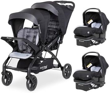 Baby Trend Double Stroller with 2 EZ-Lift Plus Infant Car Seats, Sit N' Stand, Stormy - Portable and Lightweight Stroller Duo and Car Seat Travel System Tandem