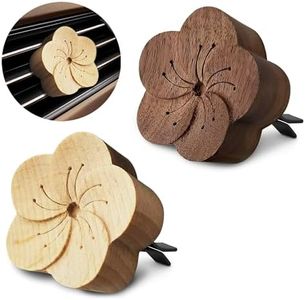 2 Pack Wood Essential Oil Diffuser Zen Decor Car Air Freshener, Minimalistic Aromatherapy Essential Oil Diffusers from The Nature (Flower (with Clip))