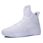 soulsfeng White High Top Sneakers for Men Breathable Mesh Knit Basketball Athletic Shoes Mens Size 14