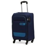 Citizen Wander Weave Trolley Bag for Travel 58 cms Small Cabin Luggage Bag | Polyester Soft Sided Suitcase for Travel with 4 Spinner Wheel & Built-in Combination Lock (Navy Blue)