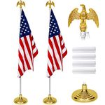 Shimeyao 2 Pack 8 ft Indoor Flag Pole Set Indoor Flag Pole with Base and Eagle Topper Heavy Duty Flag Pole with Flag Stand Flag Pole Holder for Office City Hall, Flag Not Included (Aluminum, Silver)