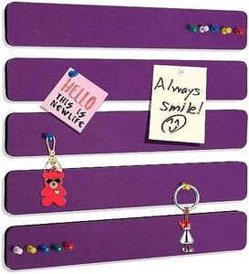 Felt Pin Board Bar Strips Bulletin Board for Bedrooms Offices Home Wall Decoration, Notice Board Self Adhesive Cork Board with 35 Push Pins for Paste Notes, Photos, Schedules (Purple)