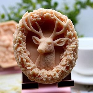 Deer Handmade Soap Mold Deer Mold Deer Silicone Mold for Resin Candle Mold Elk Animal Soap Mold Deer Cake Decoration Mold Round Shape Soap Mold