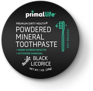 Primal Life Organics - Dirty Mouth Toothpowder, Activated Charcoal Tooth Cleaning Powder, Essential Oils Natural Kaolin Bentonite Clay, 200+ Brushings, Organic Vegan (Charcoal Black Licorice, 1 oz)