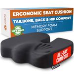 5 STARS UNITED Ergonomic Seat Cushion – Memory Foam Comfort for Tailbone, Hip & Coccyx Sitting Support – Office Chair, Car, Desk, Wheelchair & Gaming – Black