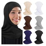 PAROPKAR 4 Pieces Modal Hijab Cap Adjustable Stretchy Turban Full Neck Cover Shawl Cap Full Neck Coverage for Lady (Multi Colour - 05)