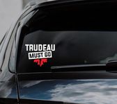 TRUDEAU MUST GO Funny Quote Decal Sticker Free Canada Liberal Joke Humor - 5.5’’ x 4’’ - Fits for cars, suv and trucks, on glass, metal, plastic,mirror, laptop, wall and more