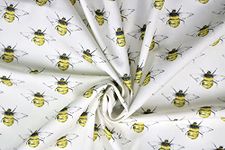 Pyrhan Bumble Honey Bee I Love MCR 100% Pure Cotton Prints – 45 inches (114 cm Approx) Wide Fabric Sold by The metre - Perfect for Sewing Projects and Dress Making. (White)