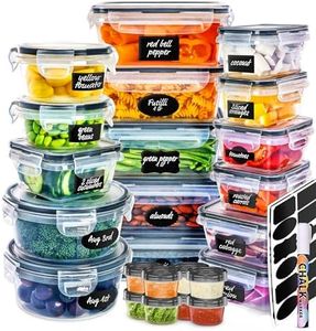 fullstar 50 PCS Plastic Food Storage Containers with Lids (24 Containers & 24 Lids), Leakproof BPA-Free Containers for Kitchen Organization, Meal Prep, Reusable Lunch Container - (Pack of 50)