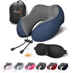 ProQ Neck Pillow For Travel-Travel Pillow For Flights-Memory Foam Neck Pillow-Travel Neck Rest Pillows-Traveling Pillow For Men,Women Travelling Accessories,Lightweight,Portable,Blue,Standard