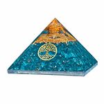 Aquamarine Orgonite Pyramid Crystal Healing Stone Tree of Life Energy Generator for Chakra Balancing Meditation Home Decor Gift Box 65-75mm