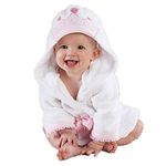 Baby Girl Bathrobes Wash Waddle Princess Crown Hooded Robe Girls Bath Robe Towel Terry Cotton Ultra Absorbent, White Princess, Large(4-6 Years)