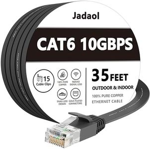 Jadaol 10 m câble réseau Ethernet LAN Cat. 6 (RJ45), Nappe/Câble de Pose Câble Patch Plat pour Switch, Xbox, Console de Jeu, Smart TV, routeur, Modem, Patch, Champs de Pannel, Point d'accès