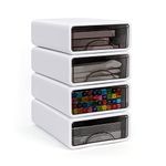 Desk Organizer, 4 Tier Stackable Desk Storage Box, Plastic Storage Drawers, Makeup Desktop Drawer Organiser, Desk Organizers and Accessories for Home Collection, Makeup, Office Supplies