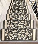 Gloria Anti-Slip Stair Treads Pet Friendly Stairway mats Anti-Skid Rubber Back Floral Design Stair Grippers (8, Grey)