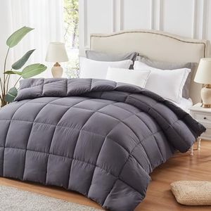 HARBOREST Queen Size Comforter - Down Alternative Comforter All-Season Lightweight Duvet Insert with 4 Corner Tabs 88" L x 88" W (Dark Grey)