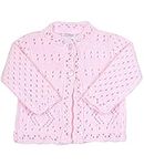 BabyPrem Premature Baby Cardigan Jacket Round Neck Long Sleeve Lacy Knitted 3.5-5.5lb Pink 38-44cm