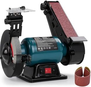 Bench Grinder Belt Sander Combo, 6-Inch Bench Grinder & 2"x27" Belt Sander, 2.5A Induction Motor, Dual Function Sharpening and Sanding Machine for Knives, Wood, and Metal Work