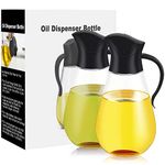 Oil Dispenser Bottle 2 Packs,Cooking Container Bottle 550ML Glass Olive Oil Dispenser Non-Drip Kitchen Vinegar Barbecue Marinade Dispenser Bottle with Scale and Non-Slip Handle for Kitchen