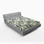 Ambesonne Money Fitted Sheet, Dollar Bills of United States Federal Reserve The Ben Franklin Portrait, Soft Decorative Fabric Bedding All-Round Elastic Pocket, Full Size, Grey Green