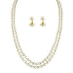 Sri Jagdamba Pearls Dealer 2 String Oval Pearl Necklace For Women/Girls | White AA Freshwater Pearls 4-5MM | Necklace Set to Gift Women & Girls | With Certificate of Authenticity Of Pearls