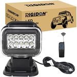 RIGIDON 3D Security Emergency Led Search Lights, 50W Spot Beam Portable Magnetic Base 360° Rotating Remote Control Led Work Light, 12V 24V Driving Lights Lamp for Car Off road Truck 4x4 SUV ATV