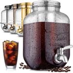 Zulay Kitchen 1 Gallon Cold Brew Coffee Maker with EXTRA-THICK Glass Carafe & Stainless Steel Mesh Filter - Premium Iced Coffee Maker, Cold Brew Pitcher & Tea Infuser (Silver)