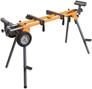 POWERTEC Portable Miter Saw Stand w/ Quick-release Mounting Brackets, 330Lbs Load Capacity, 8" Wheels and 3-Prong Tripple Outlets, Folding Design for Easy Storage in Garage - Orange (MT4000V)