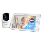 Comfyer Baby Monitor with Camera and Audio, 7" 720P HD Video Baby Monitor No WiFi, 4000mAh Battery, VOX Mode, Auto Night Vision, Hack Proof, Remote PTZ