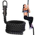 Get Out! Workout Fitness Climbing Rope 15ft x 1.5in in Black – Battle Rope for Outdoor and Indoor Gym Exercise