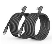 2Pack USB C to USB C Cable 60W, 10ft+10ft Right Angle 90 Degree Type C Charger Fast Charging Cord for iPhone 16/16 Plus/16 Pro/16 Pro Max/15/Samsung S24/S23, MacBook, iPad Mini/Air/Pro, Pixel(Black)