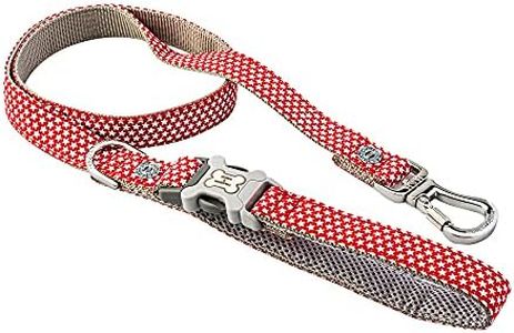 HUGO & HUDSON Dog Lead with Padded Handle - Adjustable Pet Training Leash with a Quick Release Clip and Stainless Steel Hook - 120cm x 1.5cm, Red Star