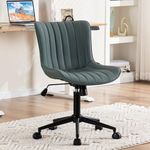 YOUNIKE Office Chair Desk Chair for Home Office, Modern Adjustable Computer Chair with Faux Leather Padded Seat, Cute Swivel Task Chair with Rocking Mid Back for Compact Space, Grayish Green