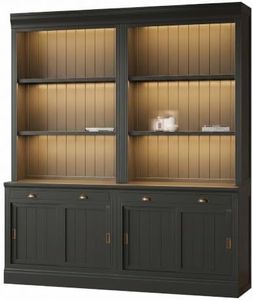 Sornyix 83.4 inch Tall Bookshelf with Sliding Doors, Modern Bookcase with Glass Doors and Storage Cabinet, Solid Wood MDF Displa