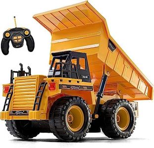 Top Race Remote Control Dump Truck - 5-Channel Electric Radio Control Construction Vehicles - Realistic Toy with Lights and Sounds for Kids 3 Up - Car Truck for Indoor, Outdoor (Plastic)