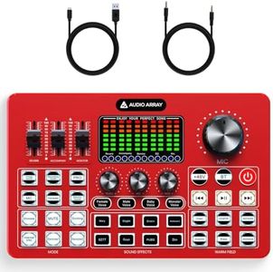 Audio Array AI-10 Professional Live Soundcard Mixer with Bluetooth | 3 Condenser Mic Inputs, 2 mobilephones & PC/Mac Outputs | +48V phantom power, 4 Voice Modes, Denoise, built-in FX | Gaming, Karaoke