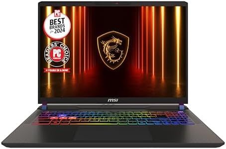 MSI Vector 16 HX AI A2XWHG-444CA 16" QHD+ 240Hz 100% DCI-P3 Gaming Laptop, Intel® Core™ Ultra7-255HX, RTX 5070TI, 32GB DDR5 Memory, 2TB NVMe SSD, 24-Zone RGB KB, Thunderbolt 5, Windows 11 Home