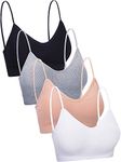 4 Pieces V Neck Cami Bra Padded Seamless Bralette Straps Sleeping Bra for Women Girls (Seamless Style)