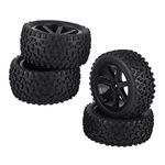 RC Car Tires, RC Car Rubber Tire 4 PCS RC Car Wheels 1/10 RC Truck Rubber Tire Wheel Tyre for Redcat/HSP/HPI/Hobbyking/Traxxas/Losi/VRX/LRP/ZD Racing 1/10 Buggy (Black)