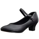 ARCLIBER Character Shoes for Women Ankle Strap 1.55" Dance Heels for Ballroom Salsa Tango 10 Black