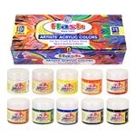 Flash Acrylic Paint Set for Adults Kids Professionals-10 Acrylic Colours Set of 25ml Each-High Pigment Strength Eco Friendly Non Fading Non Toxic Multi Surface Acrylic Paint (25 ml Each, 10 Colours)