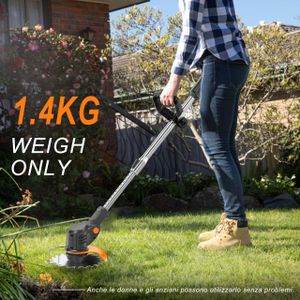 Wrneaoch Cordless Grass Trimmer – 21V Metal Blade, 16 Blades, 15cm Cutting, Retractable Handle
